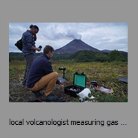 local volcanologist measuring gas density